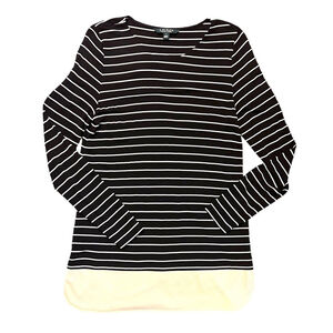 Lauren Ralph Lauren Black Cream Stripe Tunic Shirt Small